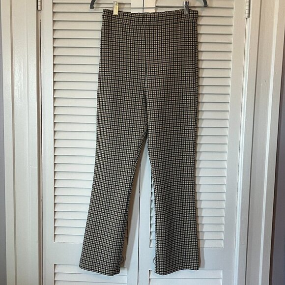 Cupcakes and Cashmere 'Camille' pull-on pants plaid elastic waist small tan navy - Picture 2 of 11